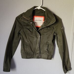 Abercrombie Kids Y2K Olive Military Utility Cargo Jacket Army Streetwear